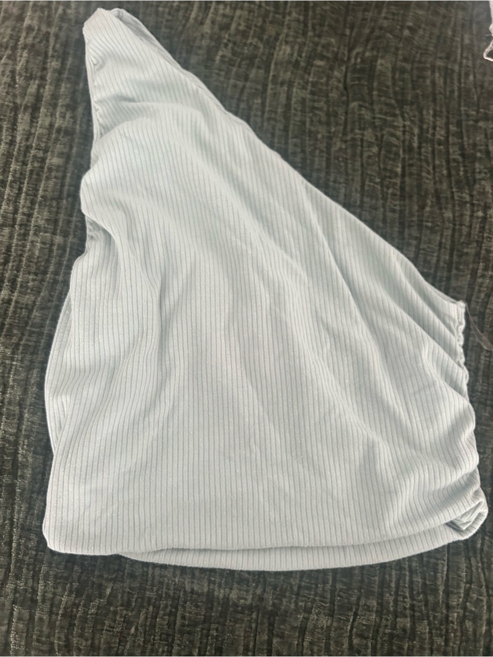 Ribbed One-Shoulder Top in Light Blue